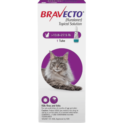 Bravecto Topical Solution for Cats, 13.8-27.5 lbs, (Purple Box)