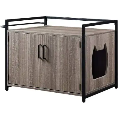 Unipaws Cat Litter Box Enclosure with Metal Frame